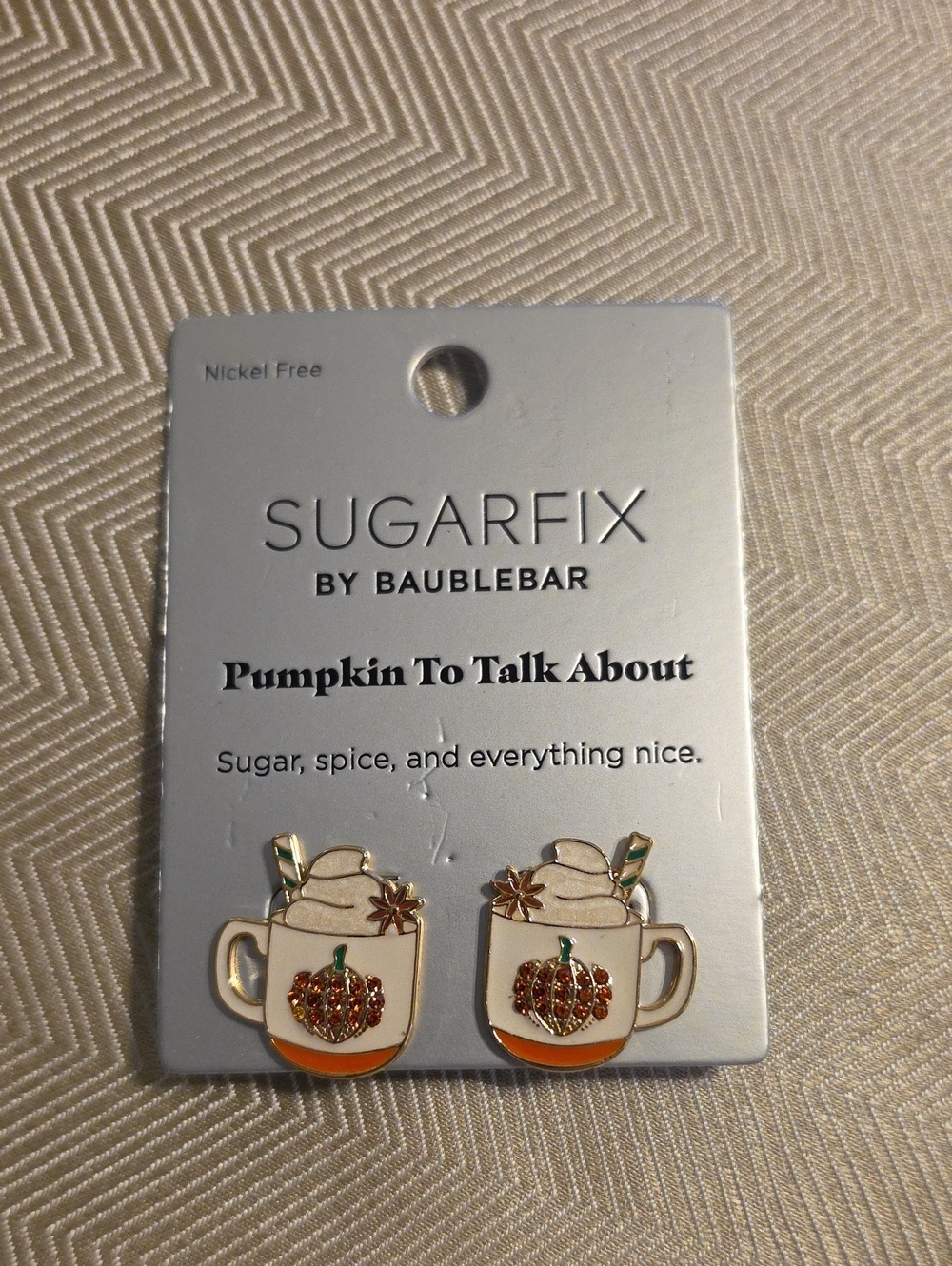 BaubleBar Pumpkin To Talk About Mug Stud Earrings - Cream & Orange